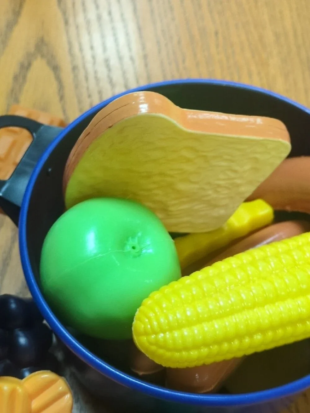 Kids Play Food Set with Pots - Pink, Yellow, Blue